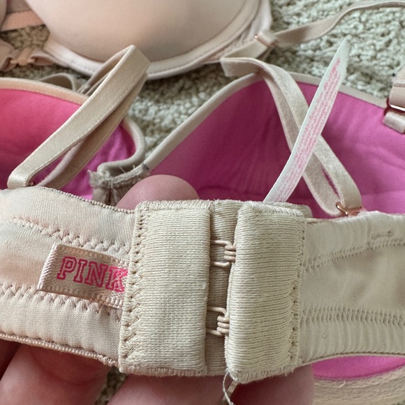 Lot of 3 Pink Victoria Secret Bras 34 c blue nude tan push up - Picture 8 of 12